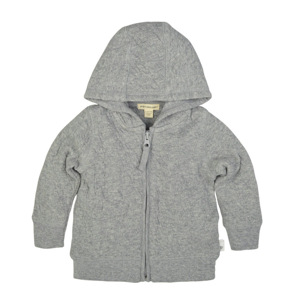 Burt's Bees Baby baby girls Sweatshirts  Lightweight Zip-up Jackets & Coats  Organic Cotton Hooded Sweatshirt  Heather Grey Quilted  Newborn US