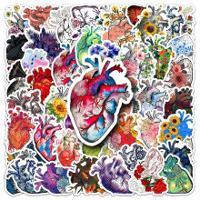 Heart Stickers 50 Pcs Waterproof Cartoon Anatomical Human Organs Stickers for Water Bottle Laptop Skateboard Bumper Cars Bicycle Phone Vinyl Aest