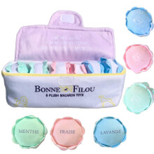 Bonne et Filou 6 Count Macarons Shape Pehmoiset vinkuvat koiralelut Interaktiiviset pentupurulelut aggressiivisille pureskelijoille Koiranlelut pieni