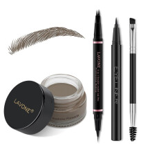 Eyebrow Pencil Makeup Kit with Waterproof 2-IN-1 Microblading Eyebrow Pen Eyebrow Pomade Eyeliner and Dual-ended Eyebrow Brush Brow Pencil Ki