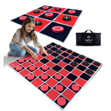 Juegos SWOOC - Juego de damas gigantes vintage 2 -en -1 y Juego Tic Tac Toe con estera (3 pies x 3 pies) - lienzo 100% lavable a mquina - Juegos gig