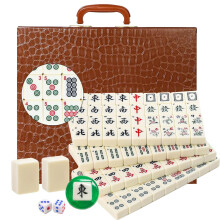 LANYOTA Mahjong Set Chinese Mahjong Game Set with Carrying Travel Case 1.5'' Large 146 Tiles with Arabic Numerals 2 Dice and a Wind Indicator Mah Jo