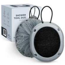MainBasics Shower Tool Duo 2-1 sprchov houba na houbu a exfoliacn telov kartc (2 Pack Skyway)
