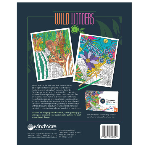 MindWare Color By Number Wild Wonders (Bog 4) Dyremalebog til b?rn 2