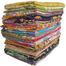 Marubhumi 10 St   ck Mischung indischer Kantha-Steppdecken, Bett   berwurf aus Baumwolle, aus altem Sari, verschiedene Flicken, hergestellt, Decke