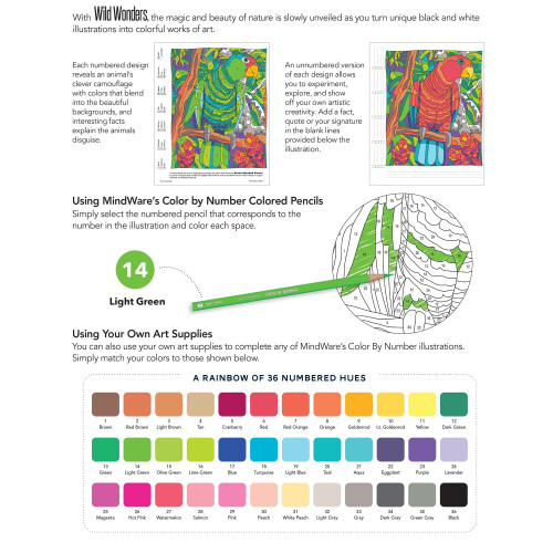 MindWare Color By Number Wild Wonders (Bog 4) Dyremalebog til b?rn 1