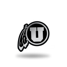 3D samolepka Rico Industries NCAA Utah Utes s chromovanm automatickm znakem