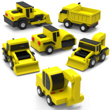 Tub Works Construction Trucks Mold Free Bath Toys 6 Pack | Sealed No Hole Bath Toys Design Keeps Moisture Out | Soft Squeezable & Float on Wat
