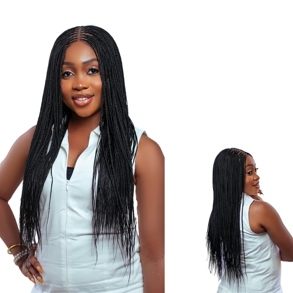 Wow Braids Braided Wigs, Micro Million Braid Wig - Color 1 - 22 Inches. Synthetic Hand Braided Wigs For Black Women.