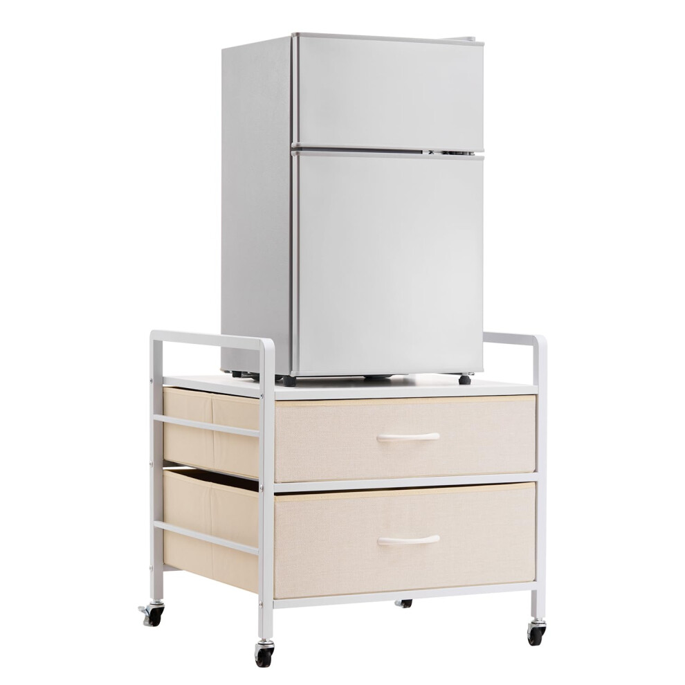 VEVOR Mini Fridge Stand with Storage 176 lb-Capacity Mini Fridge Table with 2 Drawers & 4 Swivel Wheels Mobile Mini Fridge Shelf Black Mini Fridge