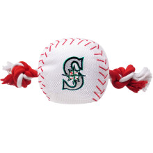 MLB SEATTLE MARINERS Baseball-Seilspielzeug fr HUNDE & KATZEN. Robustes Nylon, sportliches Baseball-Design, robuste Seile mit innerem Quietscher