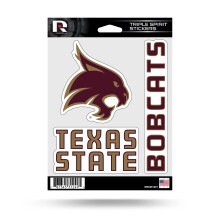 RICO INDUSTRIES NCAA Texas State Bobcats Primaire Design Triple Sticker Sheet