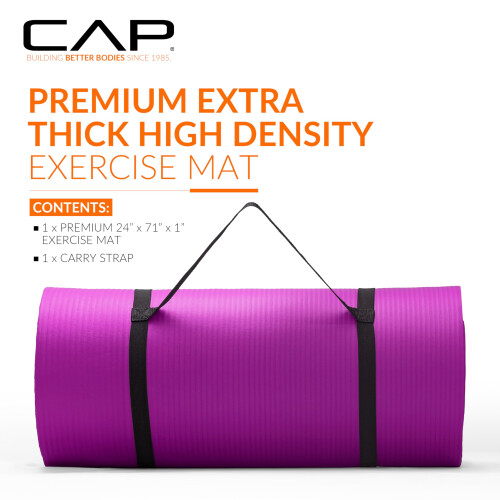 CAP High Density Exercise Mat with strap  74""""x24""""x1"""" - Wine 1