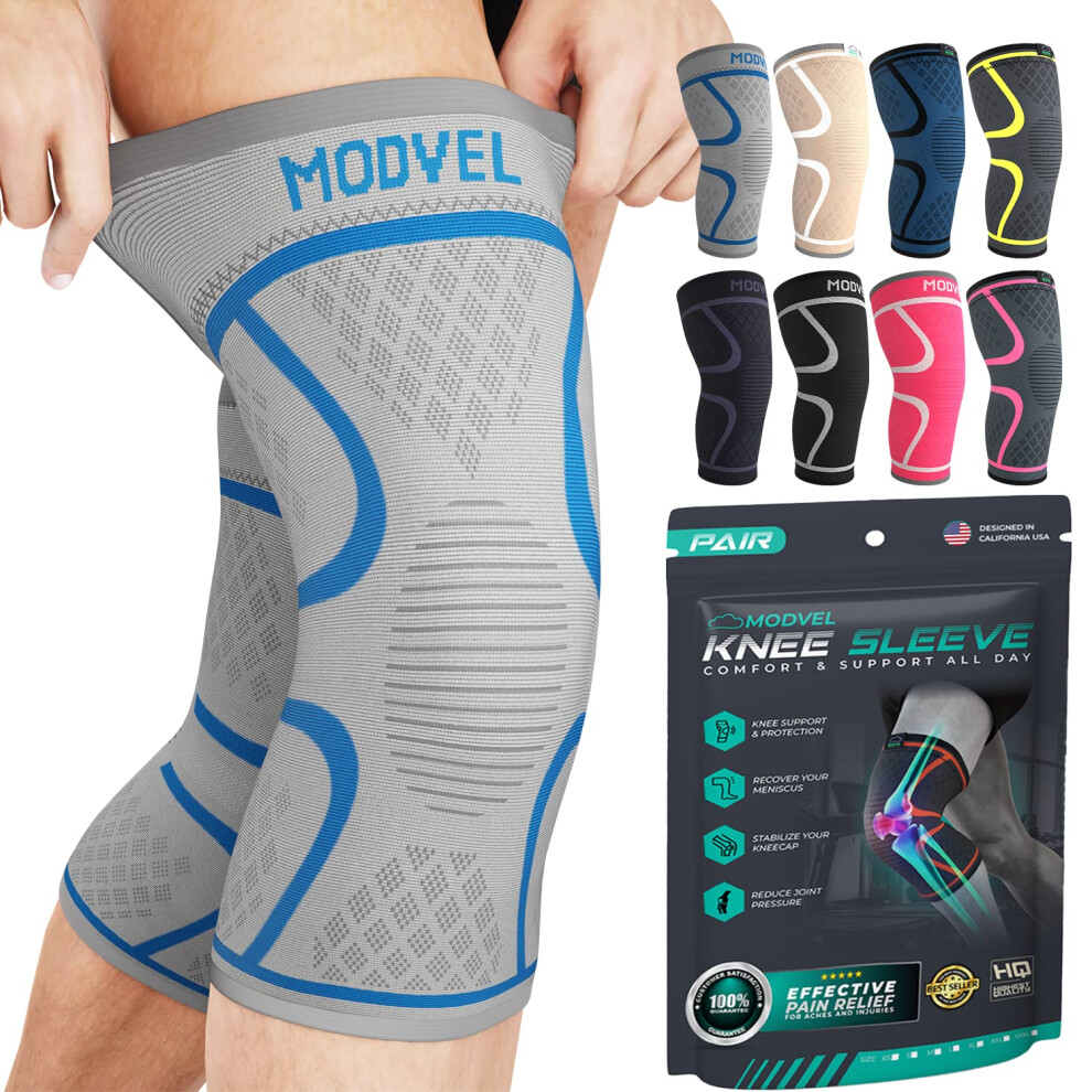 Photos - Braces / Splint / Support Modvel 2 Pack Knee Brace for Women & Men - Workout Knees Compression Sleeve for Knee Pain Relief Joint Support for ACL Arthr