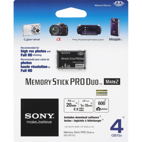 Sony Sony 4 GB Memory Stick ProDuo MSMT4G/TQ1 (sort)