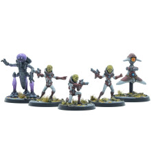 Modiphius Entertainment: Fallout: Miniatures - Zetans: Invaders from Beyond - 5 Resin Figures Appalachia Wave Umalet og usamlet Licenseret