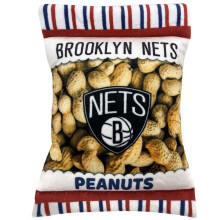 Pets First NBA Brooklyn Nets Crinkle FINE Plush Dog & CAT Squeak Toy - Cutest Stadium Peanuts Snack Plush Toy for Dogs & Cats with Inner Squeaker
