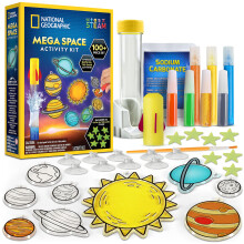 National Geographic Mega Space Activity Kit - Glow in The Dark Science Craft Kit til b?rn med 100+ stykker Affyr en raket Skab gl?dende konstella