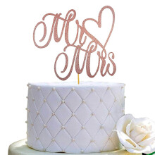 Hr. og Fru Kage Topper Brude og Brudgom Skilte Bryllup Forlovelse Kage Toppers Dekorationer Dobbeltsidet Rose Guld Glitter