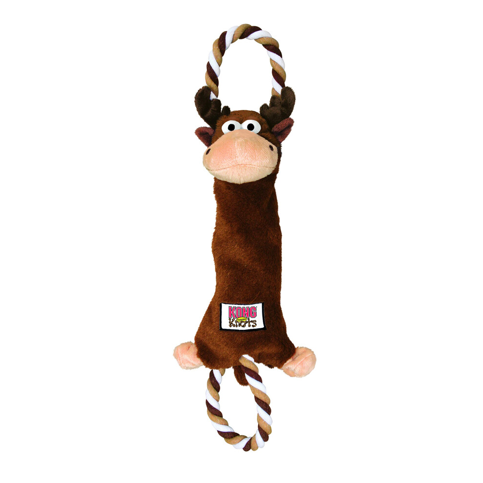 KONG - Tugger Knots Moose - Tug of War Dog Toy  Minimal Stuffing and Looped Ropes for added Strength - For Medium/Large Dogs