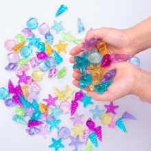 NLR [95pcs 500g] Colorful Acrylic Sea Shell/Conch/Starfish Gems Set  Beach Holiday | Swimming Pool Diving | Treasure Hunt | Party Favor  Gift for Birt