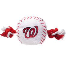 MLB WASHINGTON NATIONALS Baseball-Seilspielzeug fr HUNDE & KATZEN. Robustes Nylon, sportliches Baseball-Design, robuste Seile mit innerem Quietscher