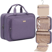 NISHEL Travel Toiletry Bag for Women Large Capacity Makeup Essentials Organizer Hanging Case for Accessories Cosmetics Purple