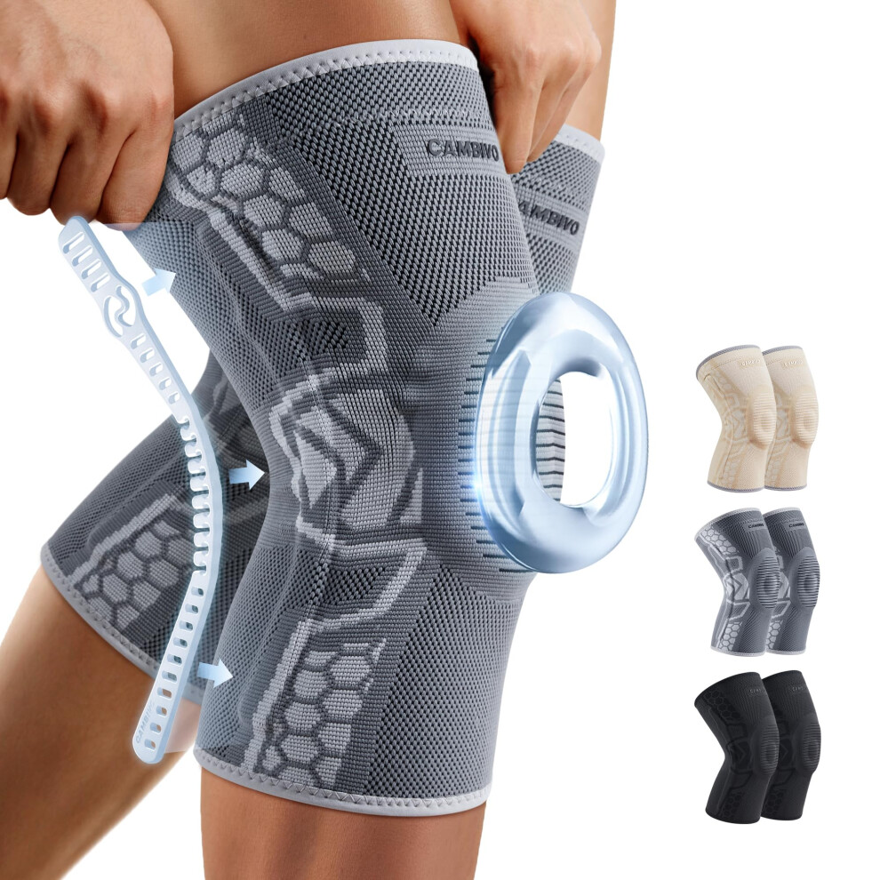 Cambivo 2Er-Pack Kniebandagen F R M Nner Und Frauen, Kniebandagen Mit Patella-Gelpolster Und Seitlichen Stabilisatoren, Kniekompressionsbandagen-image