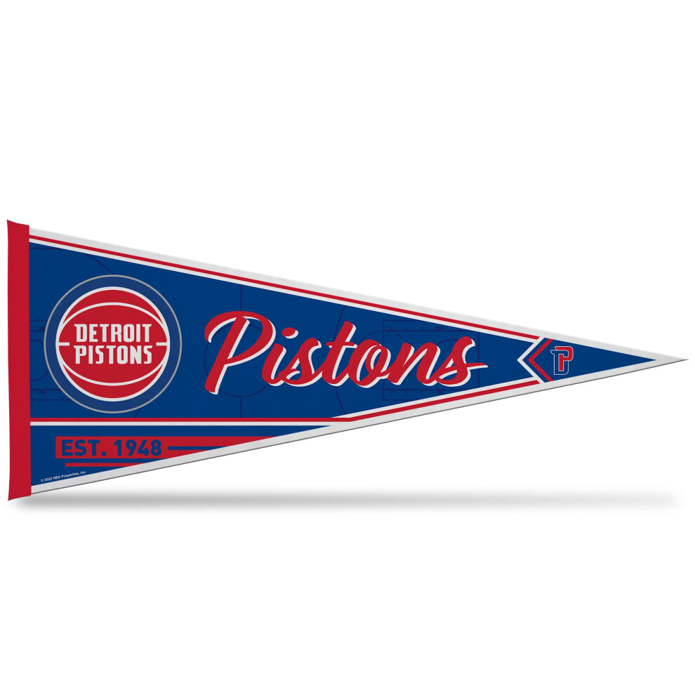 Rico Industries Nba Basketball Detroit Pistons Classic 12 """" X 30 """" Felt Wall D? Cor Pennant - Idal Pour La Maison / Chambre Coucher / Homme-image