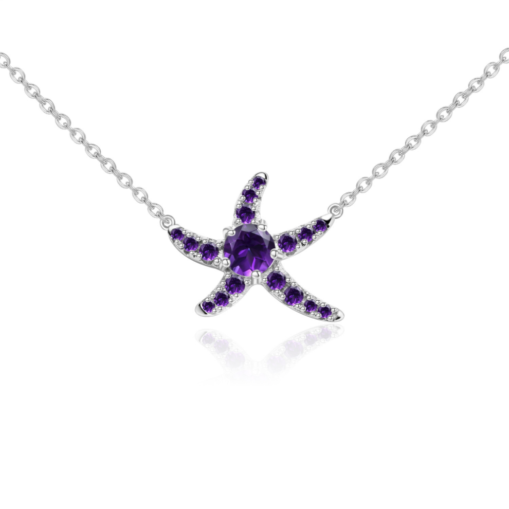 Collier étoile de mer en argent 925 et cristal bleu suisse