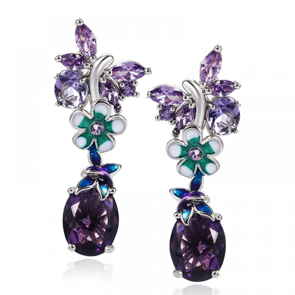Boucles d'oreilles fleur violette pour femme Boucles d'oreilles papillon