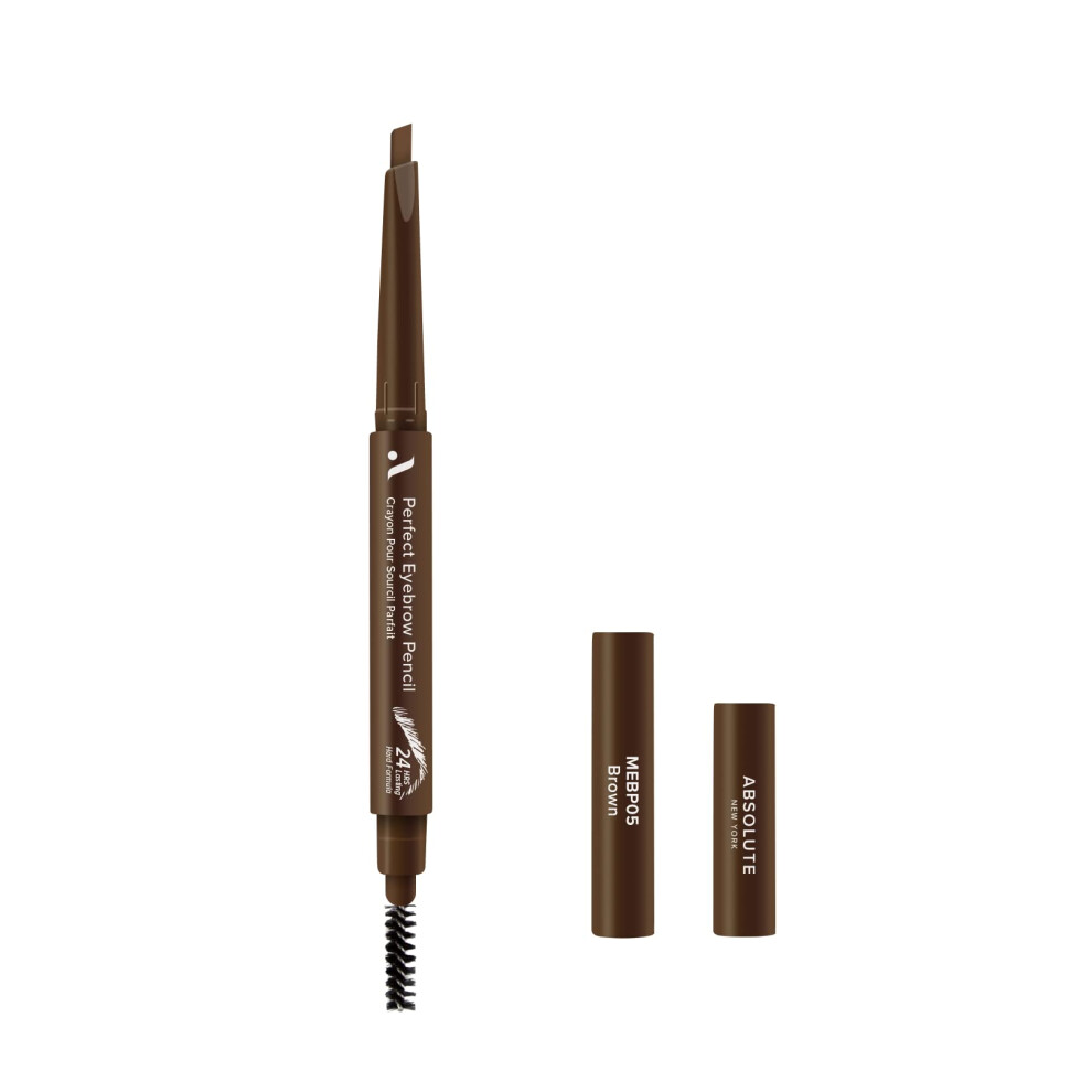 Absolute New York Perfect Eyebrow Pencil Dual-Ended To Shape Fill And Define Eyebrows (Mebp05 Brown Hard)