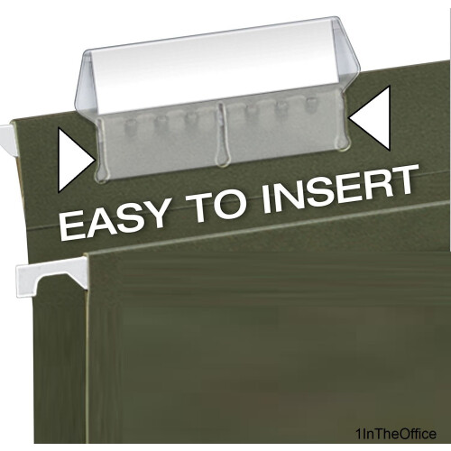 1InTheOffice Plastic Clear Tabs and Inserts 2"""" x 5/8"""" 100/Pack (2"""") 2
