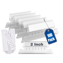 1InTheOffice Plastic Clear Tabs and Inserts 2"""" x 5/8"""" 100/Pack (2"""")