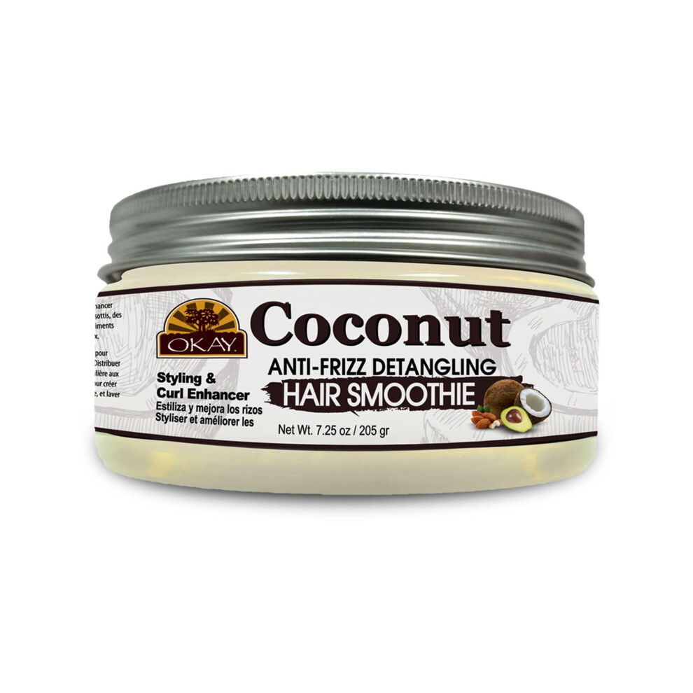 Okay Unisex Cream Coconut Anti Frizz Detangling Hair Smoothie 7.25 Ounce, Beige, 7.25 Ounce