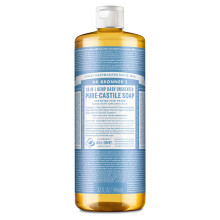 Dr. Bronner's - Tekuté mýdlo Pure-Castile (Baby bez vůně, 32 oz) - S organickými oleji, 18-in-1 použití: obličej, vlasy, praní
