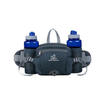 WATERFLY Fanny Pack Waist Bag: Fannie Pack 2 Water Bottle Holders Lumbar Belt Hiking Walking Running Jogging Camping Large Woman Man (Dark blue)