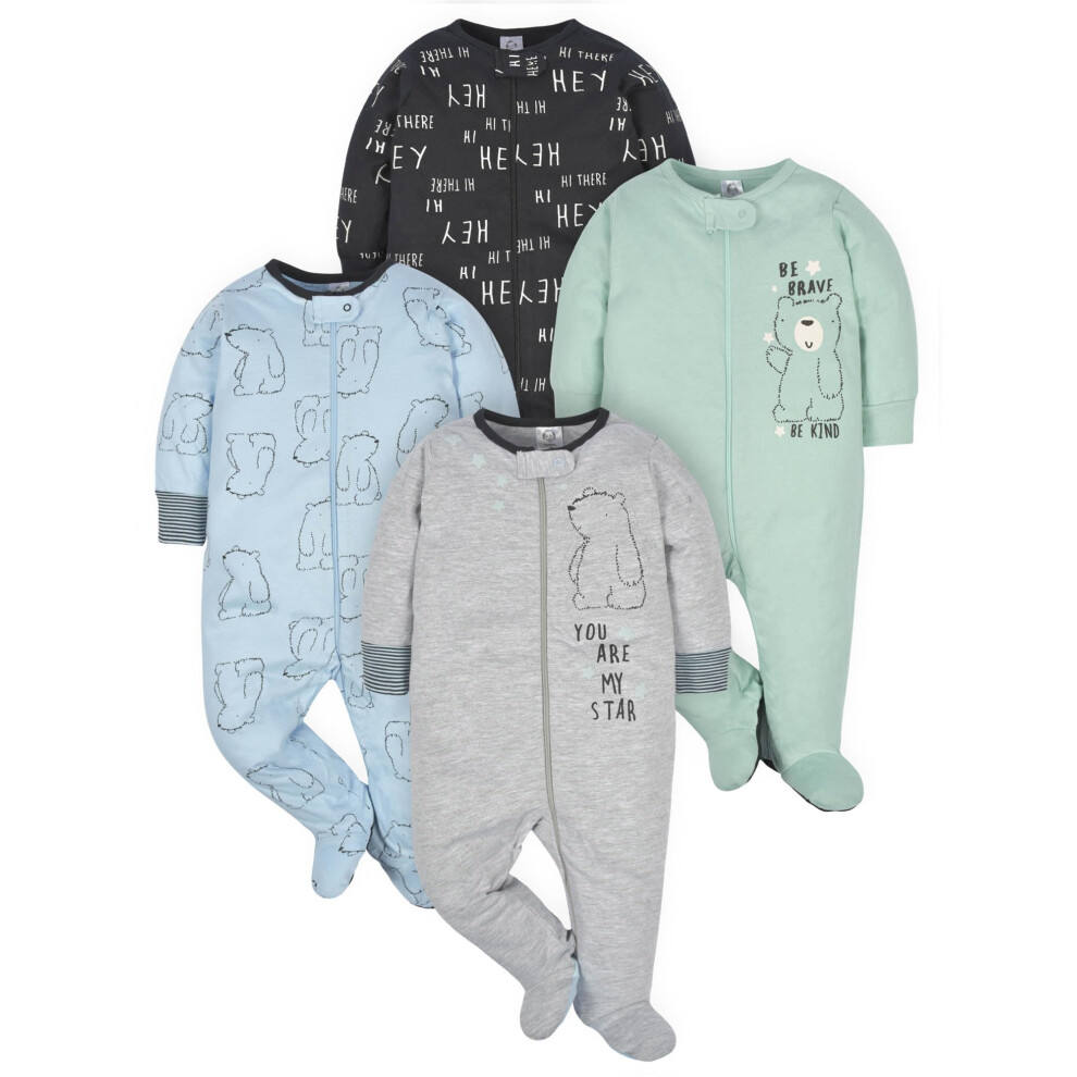 Gerber Baby Boys' 4 Pack Sleep 'N Play Footie  Bear  Preemie