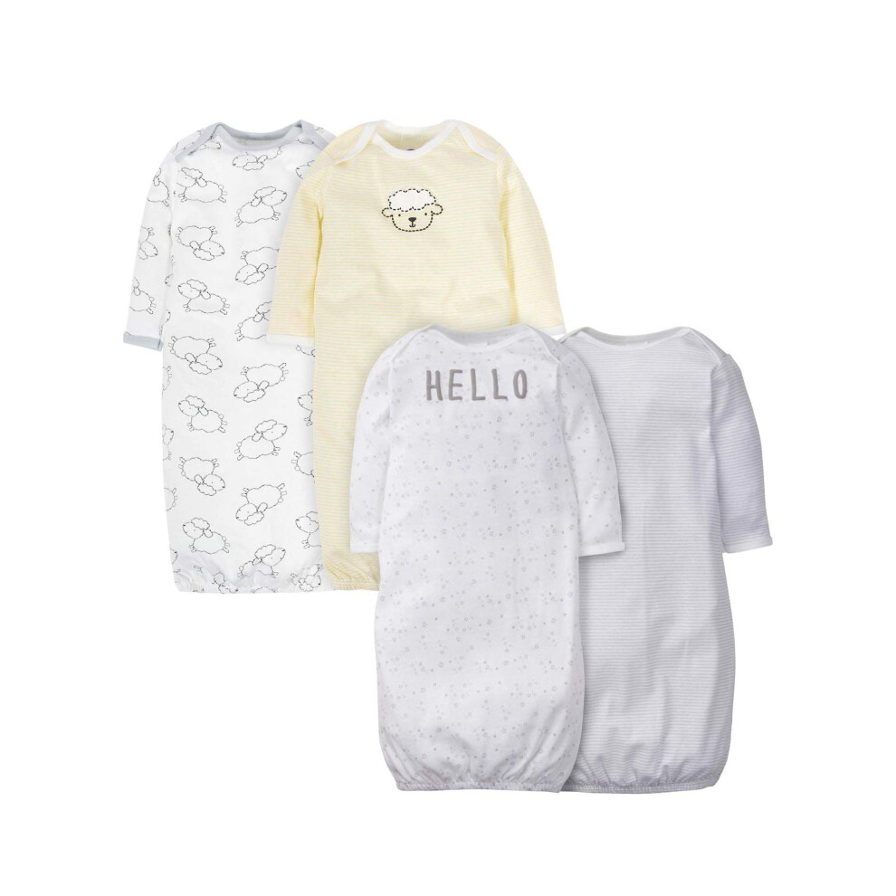 Gerber Unisex Baby Boy and Girls 4-Pack Sleeper Gown Sheep Preemie
