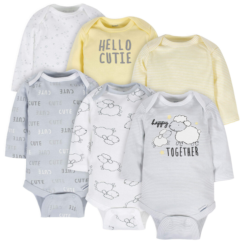Gerber Unisex Baby 6 Pack Long-sleeve Onesies Bodysuit And Toddler T-Shirt Set  Sheep  6-9 Months US
