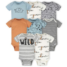 Gerber Baby Boy's 8-Pack Kortrmede Onesies Bodysuits Jungle Blue 12 mneder