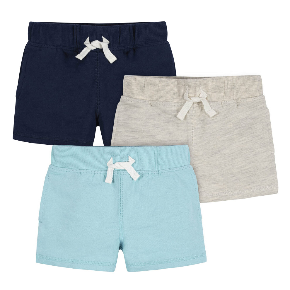 Gerber Baby Boy's Toddler 3-Pack Pull-On Knit Shorts  Blue & Gray  0-3 Months