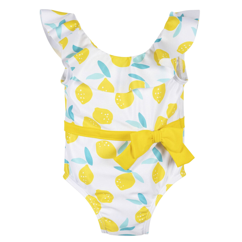 Gerber Girls' One-Piece Swimsuit  White Yellow Lemons  0-3 Months
