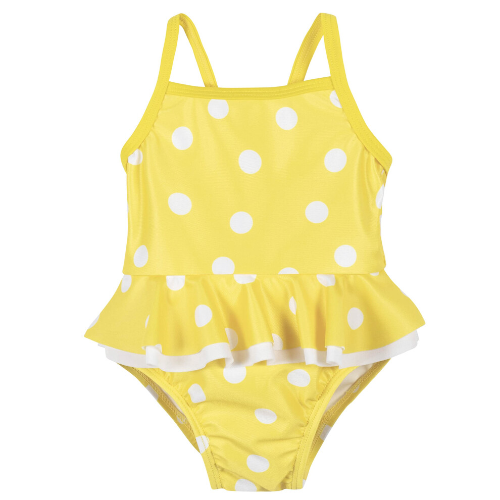 Gerber Girls' One-Piece Swimsuit  Yellow White Polka Dot  12 Months