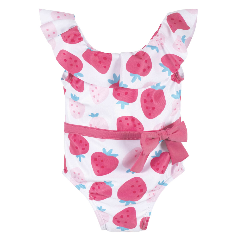 Gerber Girls' One-Piece Swimsuit  Pink Strawberry  3-6 Months