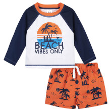 Gerber Zestaw kostiumw kapielowych dla chlopcw z dlugim rekawem i dlugimi rekawami Rashguard, Blue Beach, 6-9 miesiecy