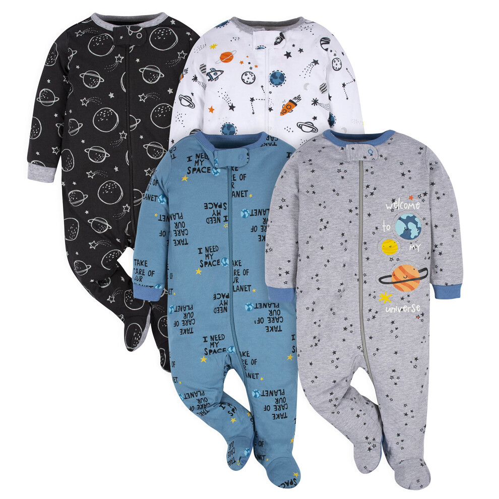 Gerber Baby Boy's 4 Pack Sleep 'N Play Footie  Space  Preemie