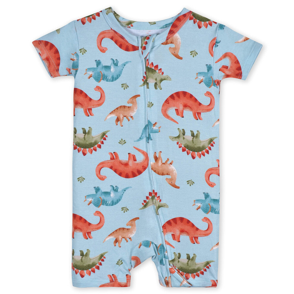 Gerber Unisex Baby Buttery-soft Short Sleeve With Viscose Made Eucalyptus Romper  Snugosaurous  0-3 Months US