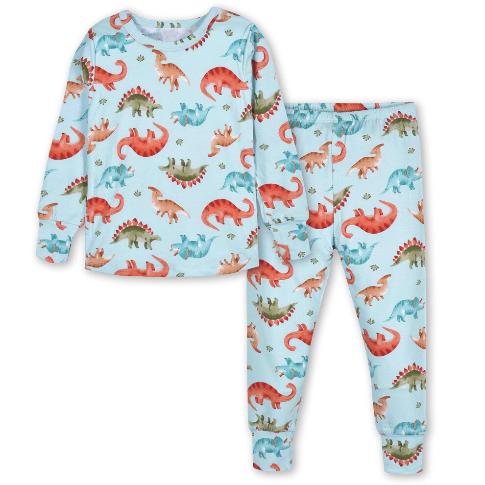 Gerber Unisex Baby Toddler Buttery Soft 2-Piece Snug Fit Pajamas with Viscose Made from Eucalyptus  Dino  12 Months