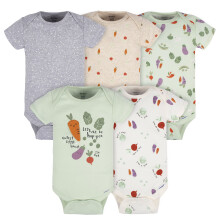 Gerber Unisex Baby 5-Pack Lyhythihaiset Variety Onesies Bodysuits Happy Veggies vastasyntyneille